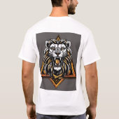 幾何学的グリッチアートライオンTシャツ Tシャツ (裏面)