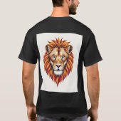 幾何学的グリッチライオンTシャツデザイン Tシャツ (裏面)