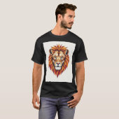 幾何学的グリッチライオンTシャツデザイン Tシャツ (正面フル)