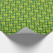 幾何学的グリーンガーランドスクエアのホリデーパターン ラッピングペーパー (角)