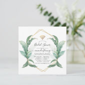 幾何学的グリーンリーバーチャルシャワー招待状 招待状 (スタンド正面)