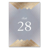 幾何学的グレーの金ゴールド結婚ギャツビーのテーブル番号 テーブルナンバー (正面)