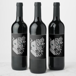 幾何学的グレーウルフ ワインラベル