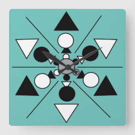 幾何学的グレー白黒ミニマルモダンリスト スクエア壁時計