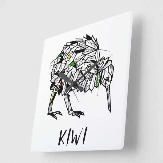 幾何学的コル·キウィ スクエア壁時計 (傾斜)