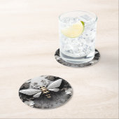 幾何学的ゴールデンハネビーアート ラウンドペーパーコースター (インサイチュ)