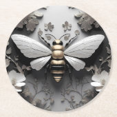 幾何学的ゴールデンハネビーアート ラウンドペーパーコースター (正面)