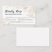 幾何学的ゴールデンリーフ農村結婚式RSVPカード エンクロージャーカード (正面/裏面)