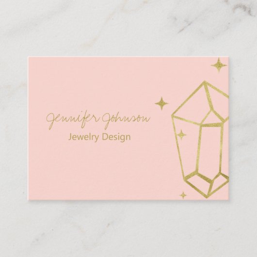 幾何学的ゴールドフォイルピンクビジネスカード 名刺 (正面)