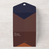 幾何学的シェイプ ダークトーンのウェディング オールインワン招待状 (外側)