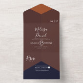 幾何学的シェイプ ダークトーンのウェディング オールインワン招待状 (内側)