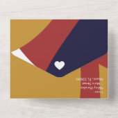 幾何学的シェイプ ネイビー マスタード ウェディング オールインワン招待状 (裏面)