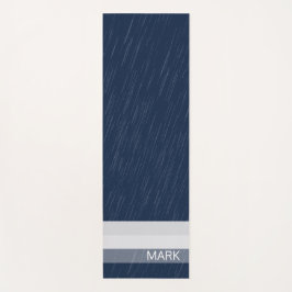 幾何学的シックなホワイトネイビーブルーモノグラム ヨガマット