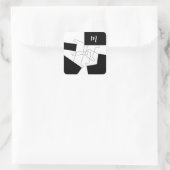 幾何学的シックな白黒パターモノグラムのン スクエアシール (バッグ)