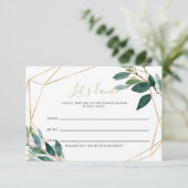 幾何学的シックな葉結婚の歌の要求カード 出欠カード (スタンド正面)