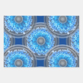 幾何学的シームレスパターン。玉青の花 ラッピングペーパーシート (正面3)