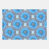 幾何学的シームレスパターン。玉青の花 ラッピングペーパーシート (正面2)