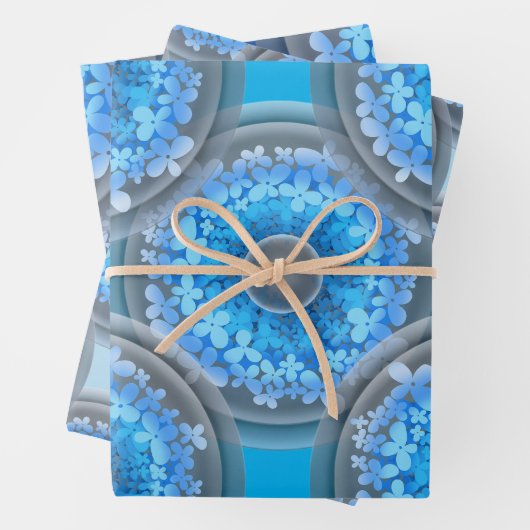 幾何学的シームレスパターン。玉青の花 ラッピングペーパーシート (インサイチュ)