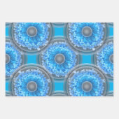 幾何学的シームレスパターン。玉青の花 ラッピングペーパーシート (正面)
