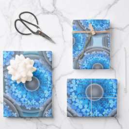 幾何学的シームレスパターン。玉青の花 ラッピングペーパーシート