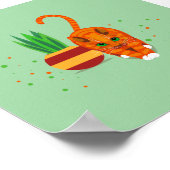 幾何学的ジンジャーキャット歩く過去植物ポットポスト ポスター (角)