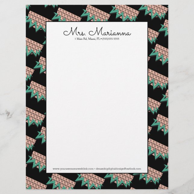 幾何学的スイカ夏の形状グリーンパターン レターヘッド (正面)