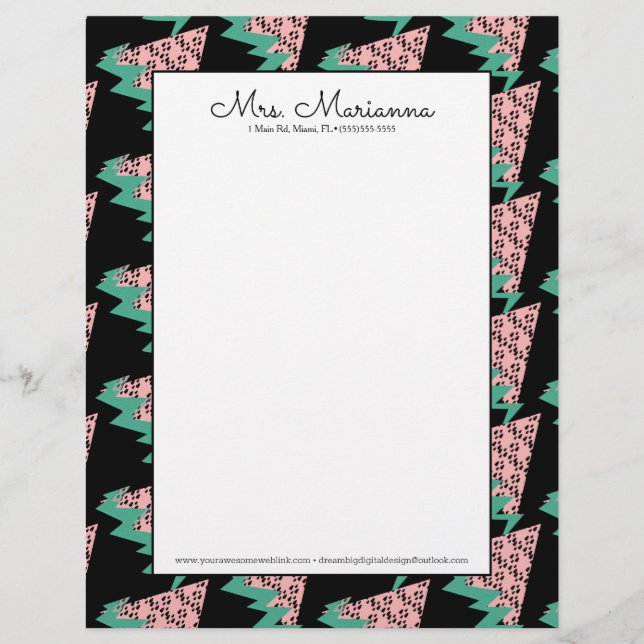 幾何学的スイカ夏スライス形状パターン レターヘッド (正面)