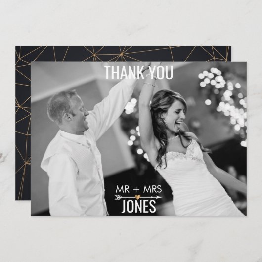 幾何学的スカル写真ありがとう サンキューカード (正面/裏面)