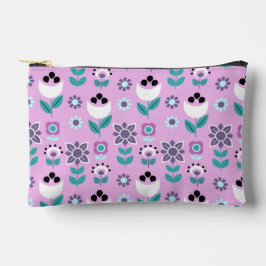 幾何学的スカンジナビアの花のパターン アクセサリーポーチ