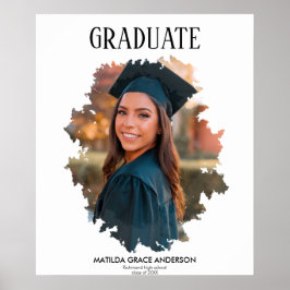 幾何学的スタイリッシュ写真卒業パーティー ポスター