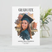 幾何学的スタイリッシュ写真卒業パーティー 招待状 (スタンド正面)