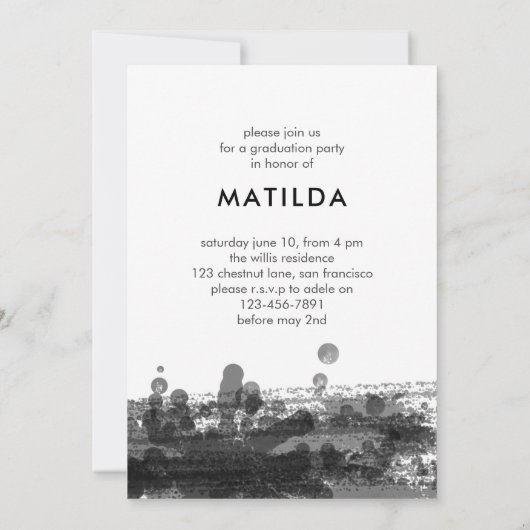 幾何学的スタイリッシュ写真卒業パーティー 招待状 (裏面)