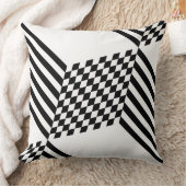 幾何学的スタイリッシュ白と黒のダイヤモンドパターン クッション (ブランケット)