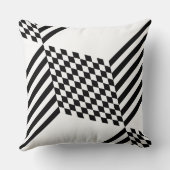 幾何学的スタイリッシュ白と黒のダイヤモンドパターン クッション (裏面)