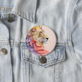 幾何学的ステンドグラスリオン 缶バッジ (インサイチュ)