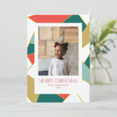 幾何学的ステンドグラス着色ブロッククリスマスカード 招待状 (スタンド正面)