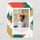 幾何学的ステンドグラス着色ブロッククリスマスカード 招待状 (正面/裏面)