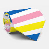 幾何学的ストライプなピンクの黄色の青 ネクタイ (ロール)