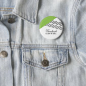 幾何学的ストライプな緑の目盛りボタン 缶バッジ (インサイチュ)