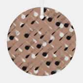 幾何学的ストライプな茶色のシームレスなパターン ガラスオーナメント (裏面)