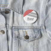 幾何学的ストライプな赤の目盛りボタン 缶バッジ (インサイチュ)