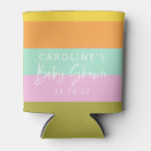 幾何学的ストライプパステルミントピンクブライダルシャワー 缶クーラー (正面)