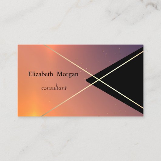 幾何学的ストライプ金ゴールド 名刺 (正面)