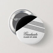 幾何学的ストライプ黒の目盛りボタン 缶バッジ (正面&裏面)