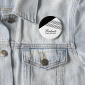 幾何学的ストライプ黒の目盛りボタン 缶バッジ (インサイチュ)