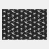 幾何学的スノーフレークスクリスマス白黒 ラッピングペーパーシート (正面3)