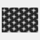 幾何学的スノーフレークスクリスマス白黒 ラッピングペーパーシート (正面2)
