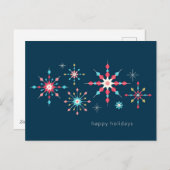 幾何学的スノーフレークホリディグリーティング シーズンポストカード (正面/裏面)