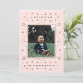 幾何学的スノーフレークモダンおもしろいホリデーフォトカード シーズンカード (スタンド正面)