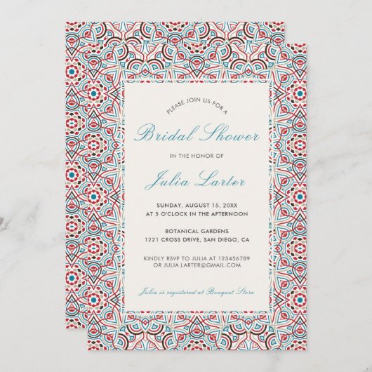 幾何学的スパークルス銅金属ブライダルシャワー 招待状 (正面/裏面)